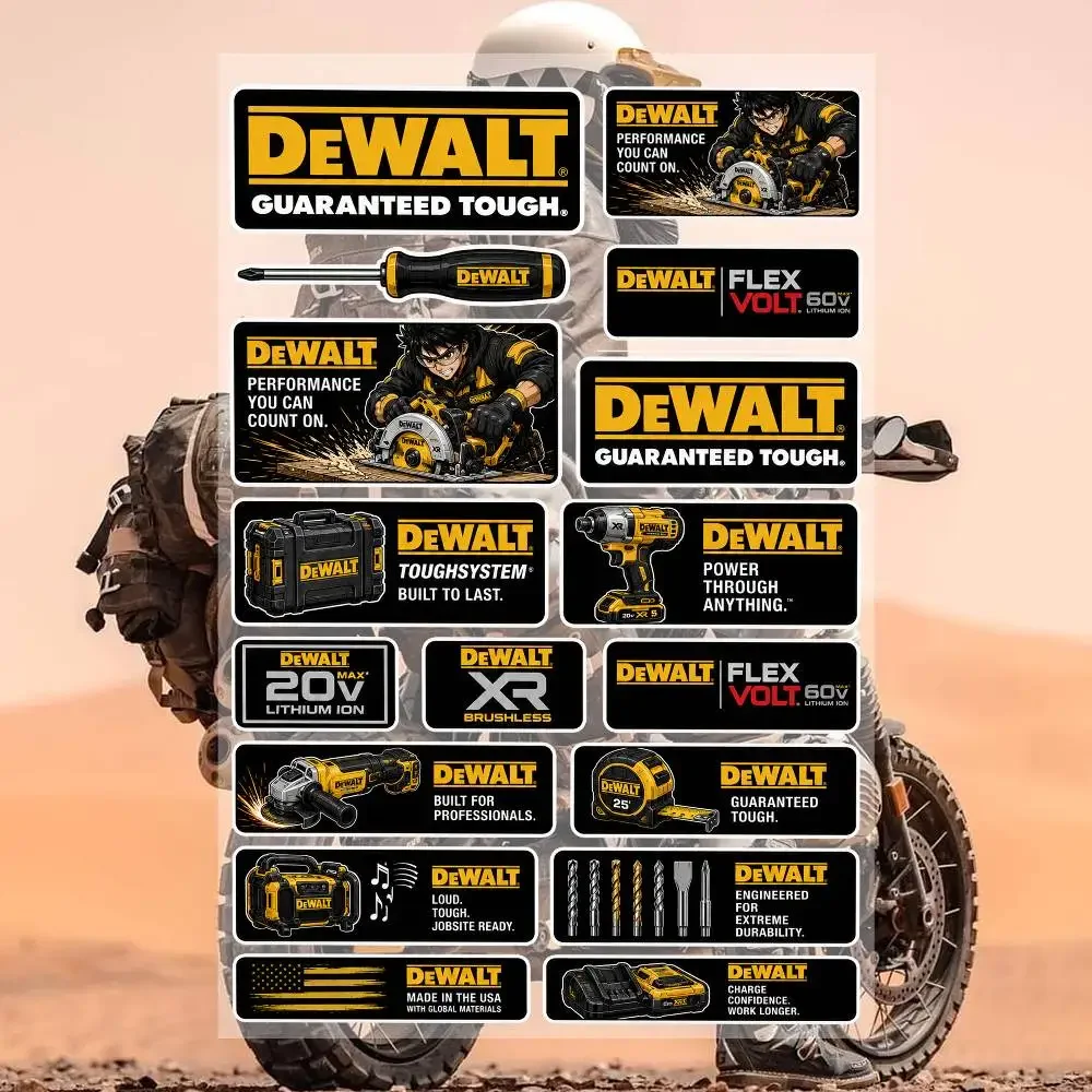 DEWALT Stickers Moto Sticker Auto Body Bumper Windows Motorcycle Laptop Walls Vinyl Decal Car Tuning Accessories