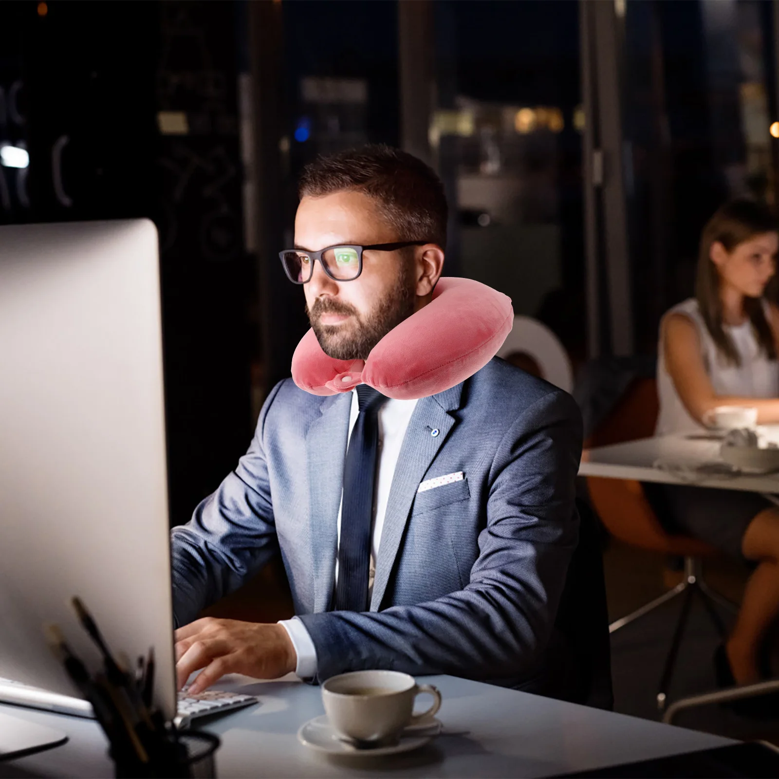 

1pc U Shaped Neck Pillow Soft Travel Cushion For Neck Support Cervical Spine Airplane Sleeping Long Trip Relief