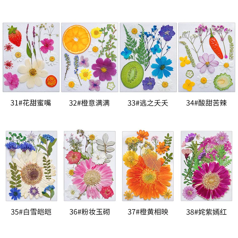 Fruit Slice Dried Flower Embossed Bag Epoxy Mold Material Phone Case Decorative Flower Fruit Mix Pack