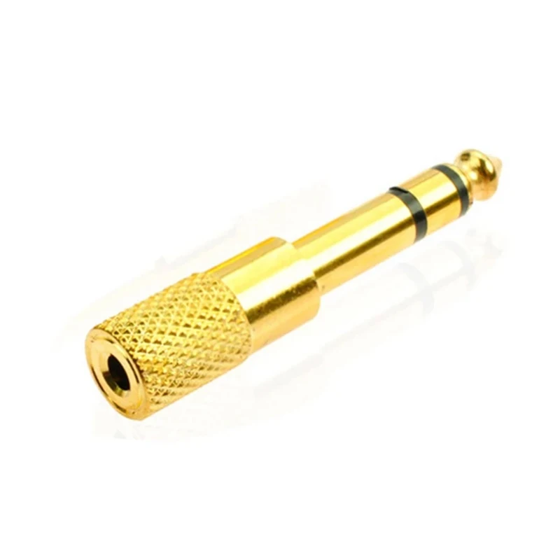 Audio Jack Converter Adapter Stereo Jack for 6.5Mm Male To 3.5Mm Female Electric Guitars Headset Miniphone (Golden)