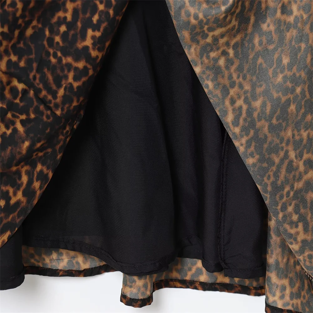 Vroege herfst nieuwe damesmode temperament MIDI-jurk met dierenpatroon en print