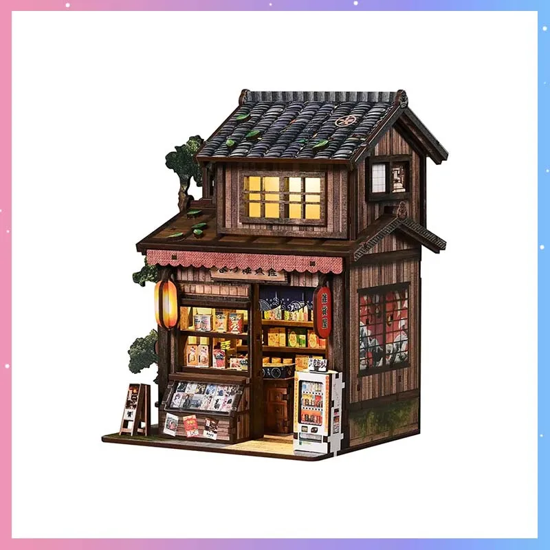 DIY Mini House Kasuga Grocery Store Wooden Cottage Hand Assembled Miniature Landscape Model Building Kits Home Desktop Gift