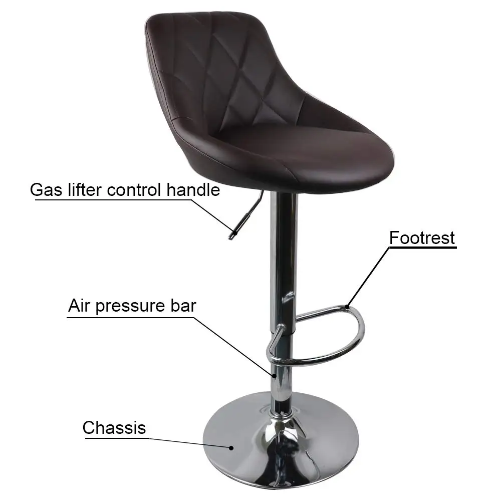 Height Adjustable Swivel Bar Stools Set of 4 with Back PU Leather Kitchen Counter Dining Chair Brown, Customized - view 4