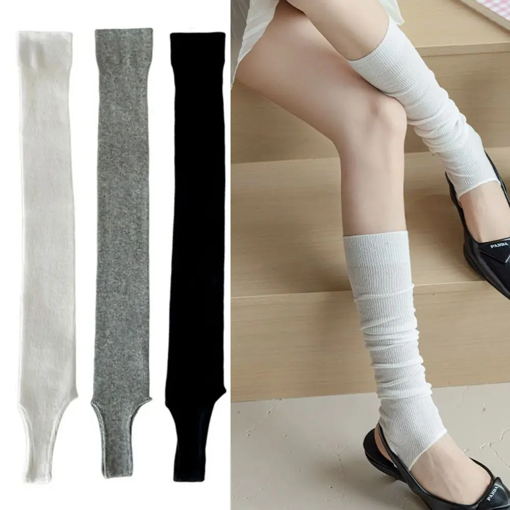 

Leg Warmers Ballet Style Knitted Foot Cover Knee Socks Stocking JK Girls Solid Color Black White Gray Long Socks Women Stockings