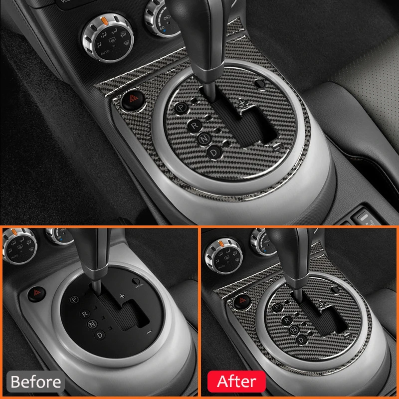 For Nissan 350Z 2006-2009 Carbon Fiber Car Central Console Gear Shifter Panel Outer Frame Interior Decoration Sticker