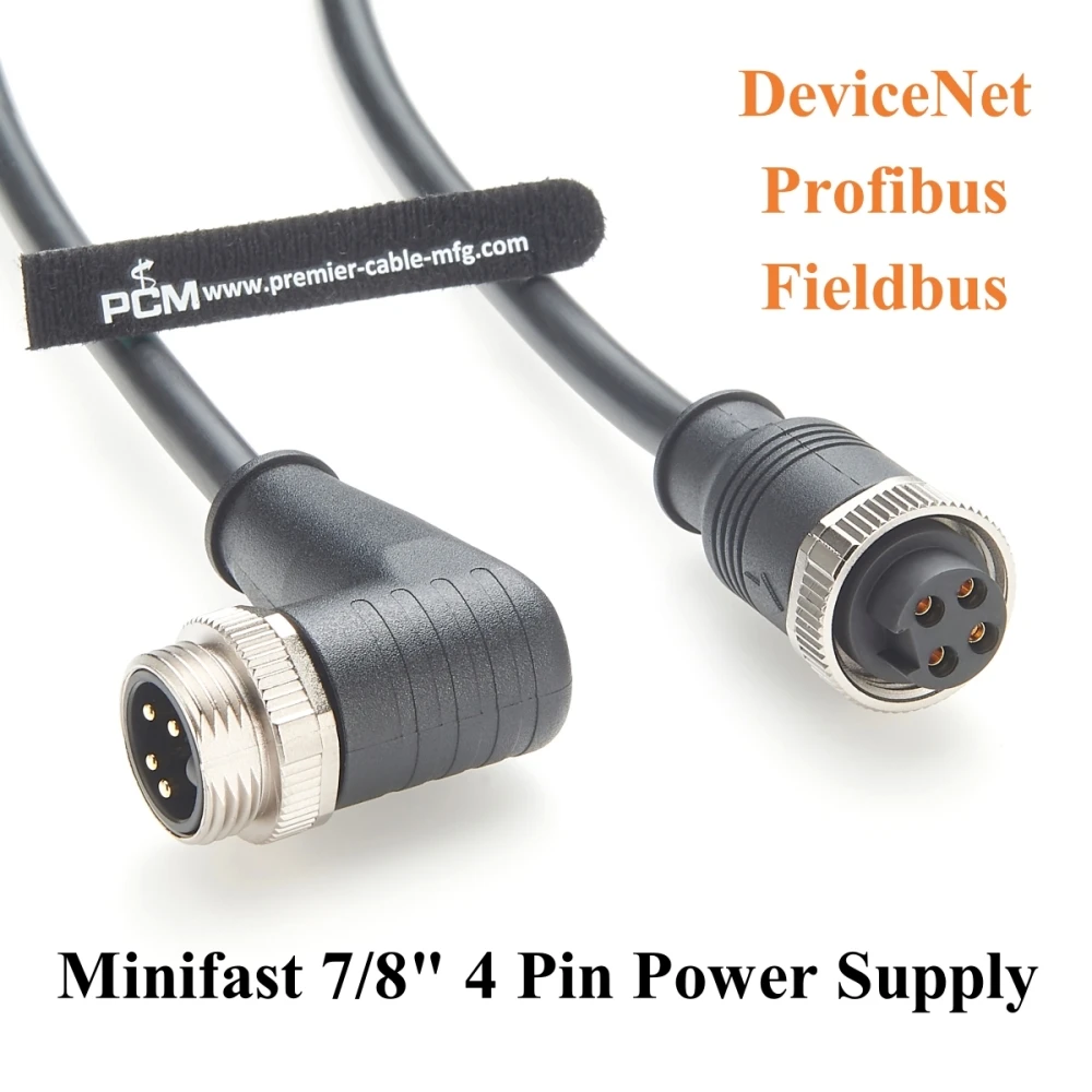 Rechtwinkliges Minifast 7/8"-16UN 4-Pin-Stromversorgungskabel IP67 Mini-Change Stecker auf Buchse DeviceNet-Kabel für Profibus-Feldbus – Detail 2