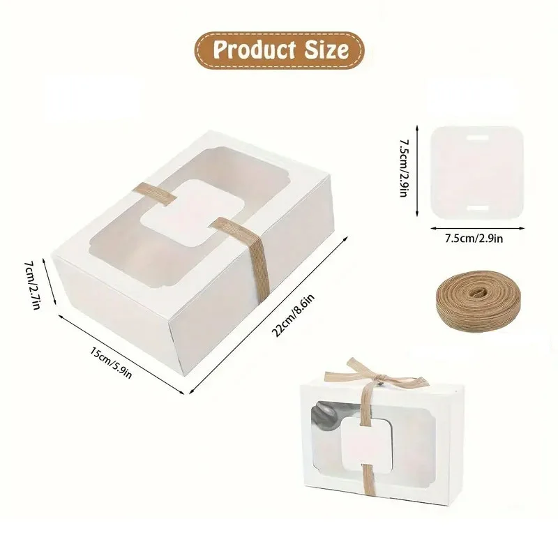 12pcs Kraft Paper Gift Box Containers with Clear Window-Perfect for Packaging,Wedding,Party,Christmas,Birthday Decorations