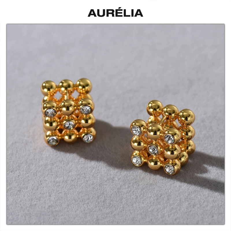 

Модный дизайн, латунные серьги из 18-каратного золота с геометрическим цирконом, женские усовершенствованные изысканные ювелирные тенденции