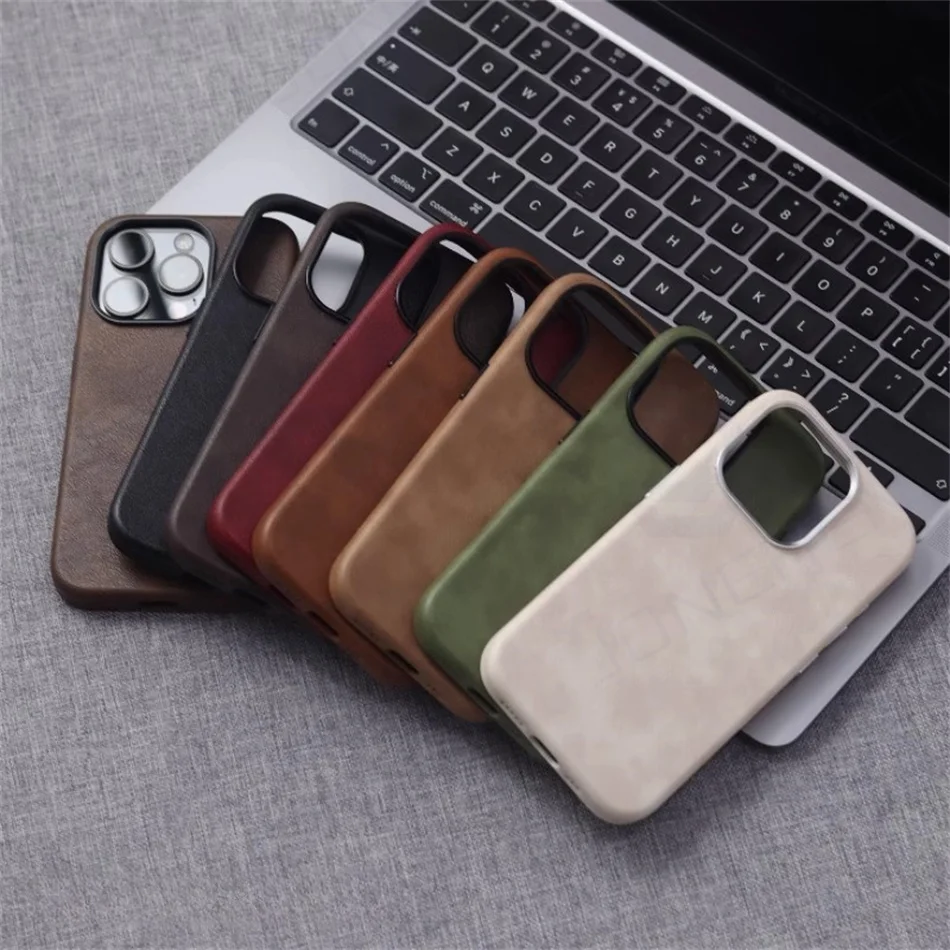 Luxury Business Crazy Horse Pattern Leather Magnetic Case For iPhone 16 15 14 13 12 Pro Max Slim Shockproof Cover For Magsafe