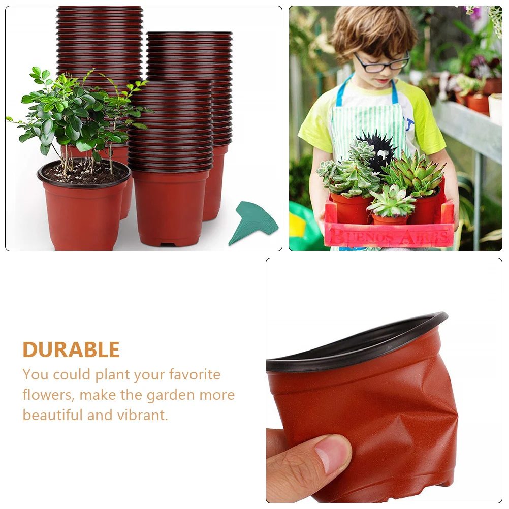 

50 Pcs 4 Inch Seedling Pots Sturdy Double Color Nursery Containers Drain Holes Garden Pot Plastic Plant Succulent Balcony Yard