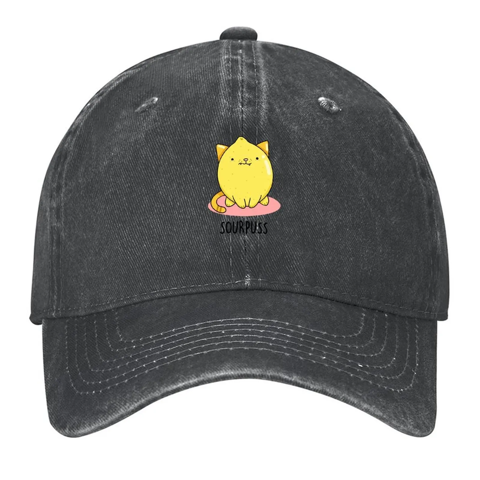 

Sour Puss Funny Lemon Cat Puns Baseball Cap fishing caps man Male hat Brand Man cap Golf Women Men's