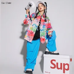 Boys Hip Hop Cool Shirt Joggers Girls Graffiti Blouse Street Dance Cargo Pants Children Jazz Clothes Sets Kids Teens Streetwear