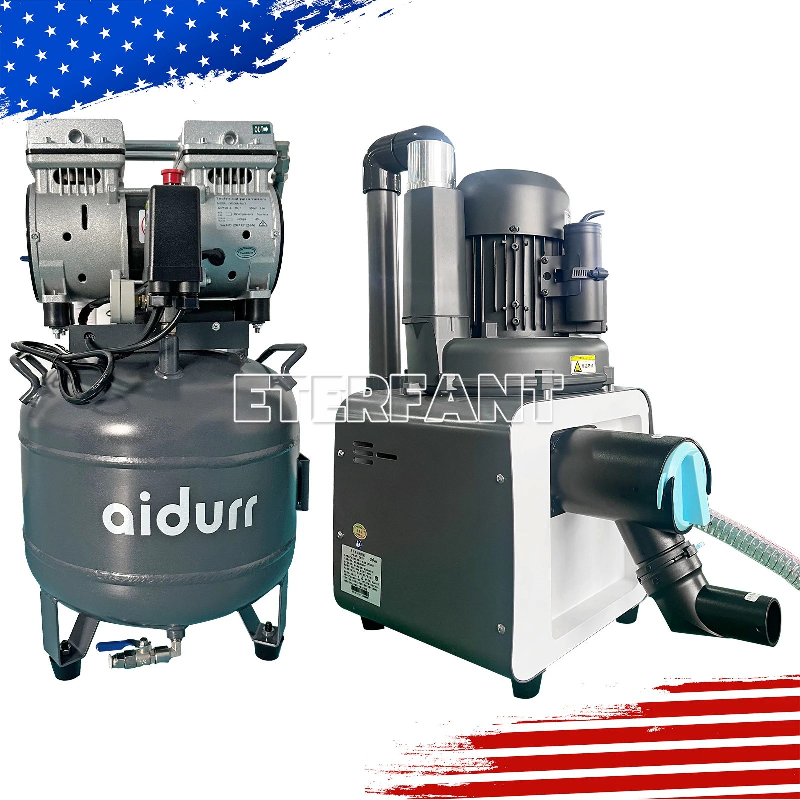 ENTERFANT Dental 30L Silent Oil-Free Dental Air Compressor Portable Medical Pump Precise Air Pressure Adjustment Ultra-Low Noise