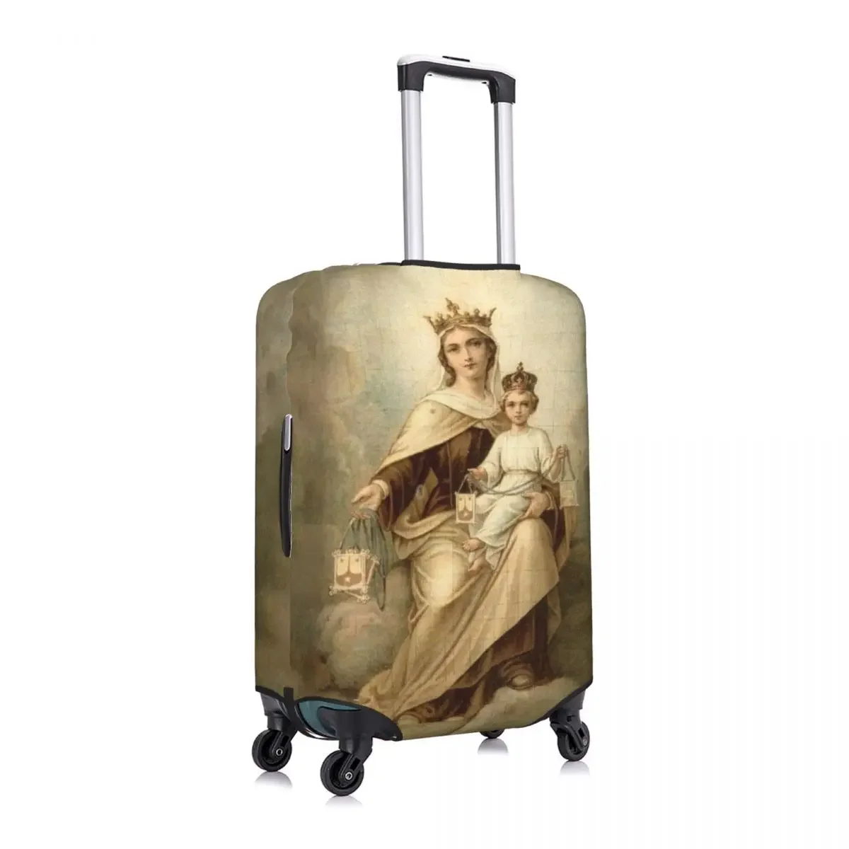 Custom Our Lady Of Mount Carmel Travel Luggage Cover Washable Catholic Virgin Mary Suitcase Cover Protector Fit 18-32 Inch