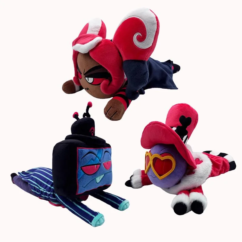 Stuffed 25cm Hazbin Hotel Cute The Vees Lying Down Pose Vox Valentino Velvet Plush Toy for Kid Fan Cosplay Birthday Holiday Gift