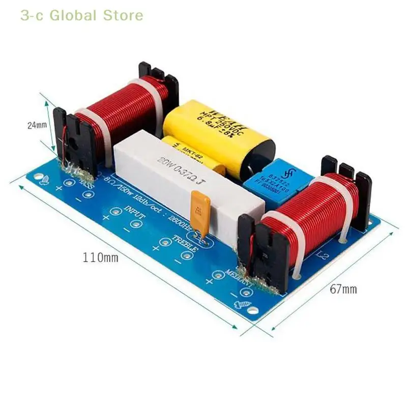 Speaker 120W 3 Unit Pembagi Frekuensi Audio Hi-Fi Filter Crossover 3 Arah 4-8Ω
