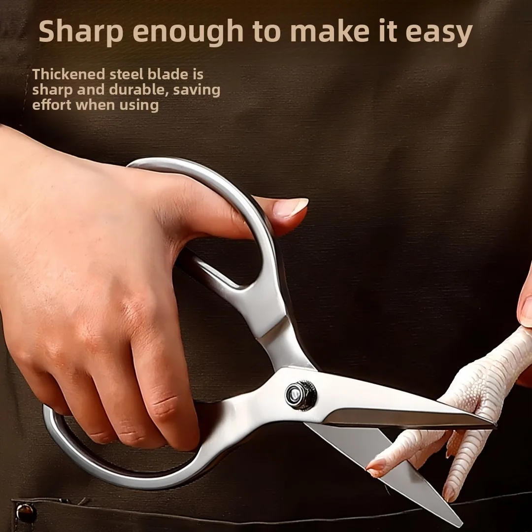 

All steel integrated kitchen scissors chicken bone scissors thickened multifunctional scissors for home barbecue