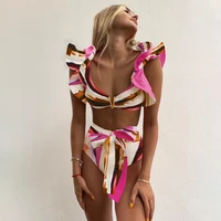 Two-Pieces Women Floral 2025 Push-Up Padded Bra Ruffles Bandage Bikini Set Swimsuit Swimwear Bathing Suit Beachwear Biquini - Image 4