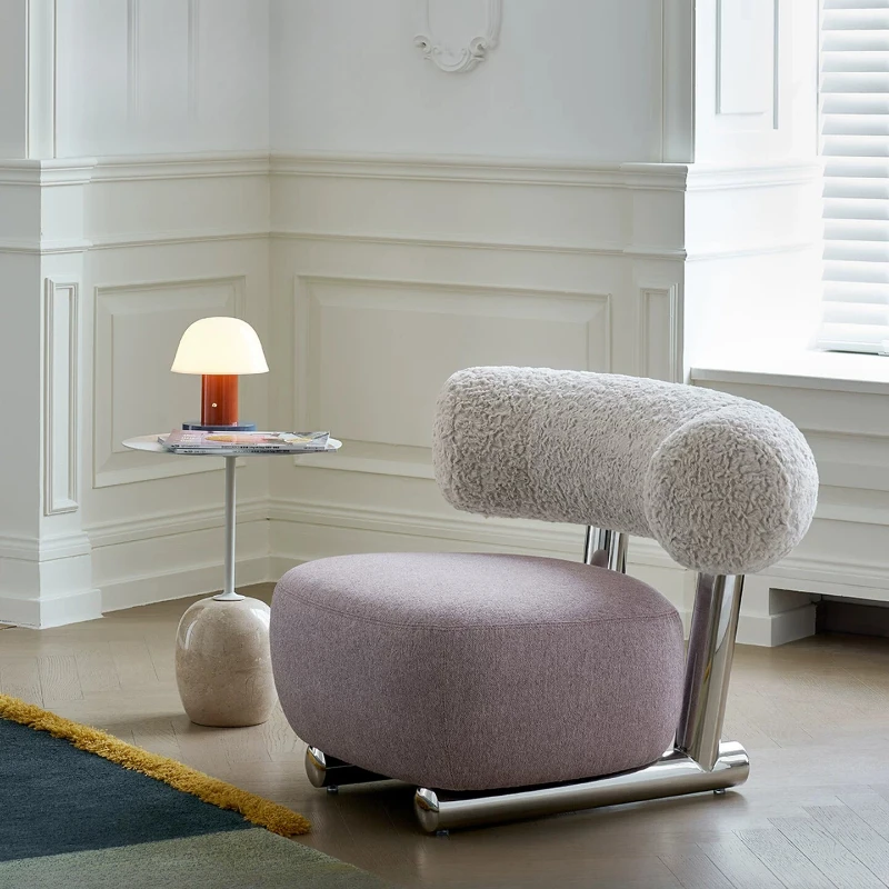

Sled Chair Nordic Modern Simple Designer Lamb Fleece Single Sofa Chair Leisure Chair