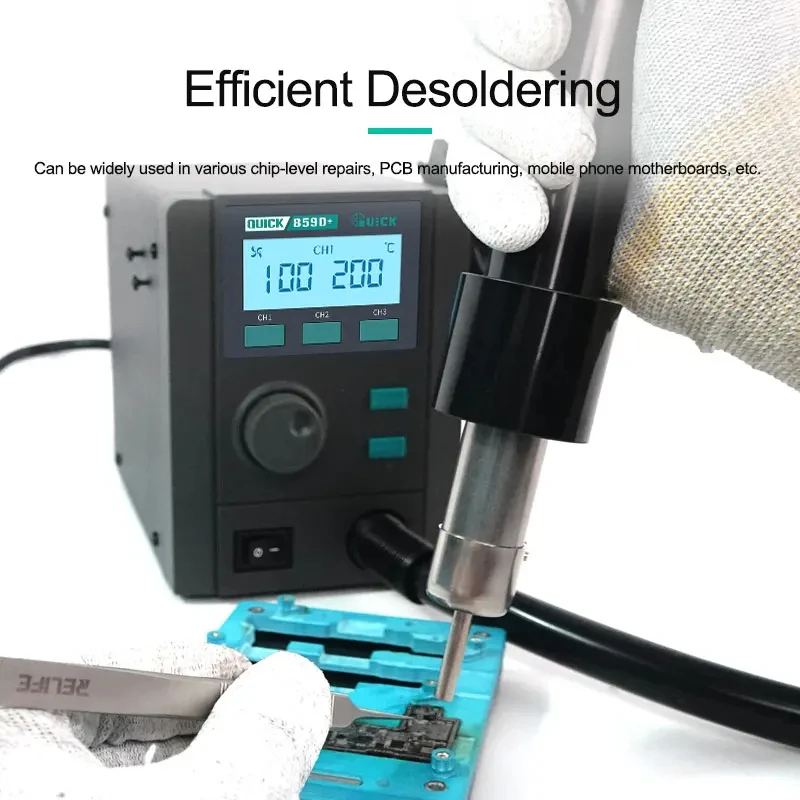 QUICK 859D+ 580W Intelligent Hot Air Desoldering Rework Station for Motherboard BGA SMD Quick Heating Desoldering Station Tool