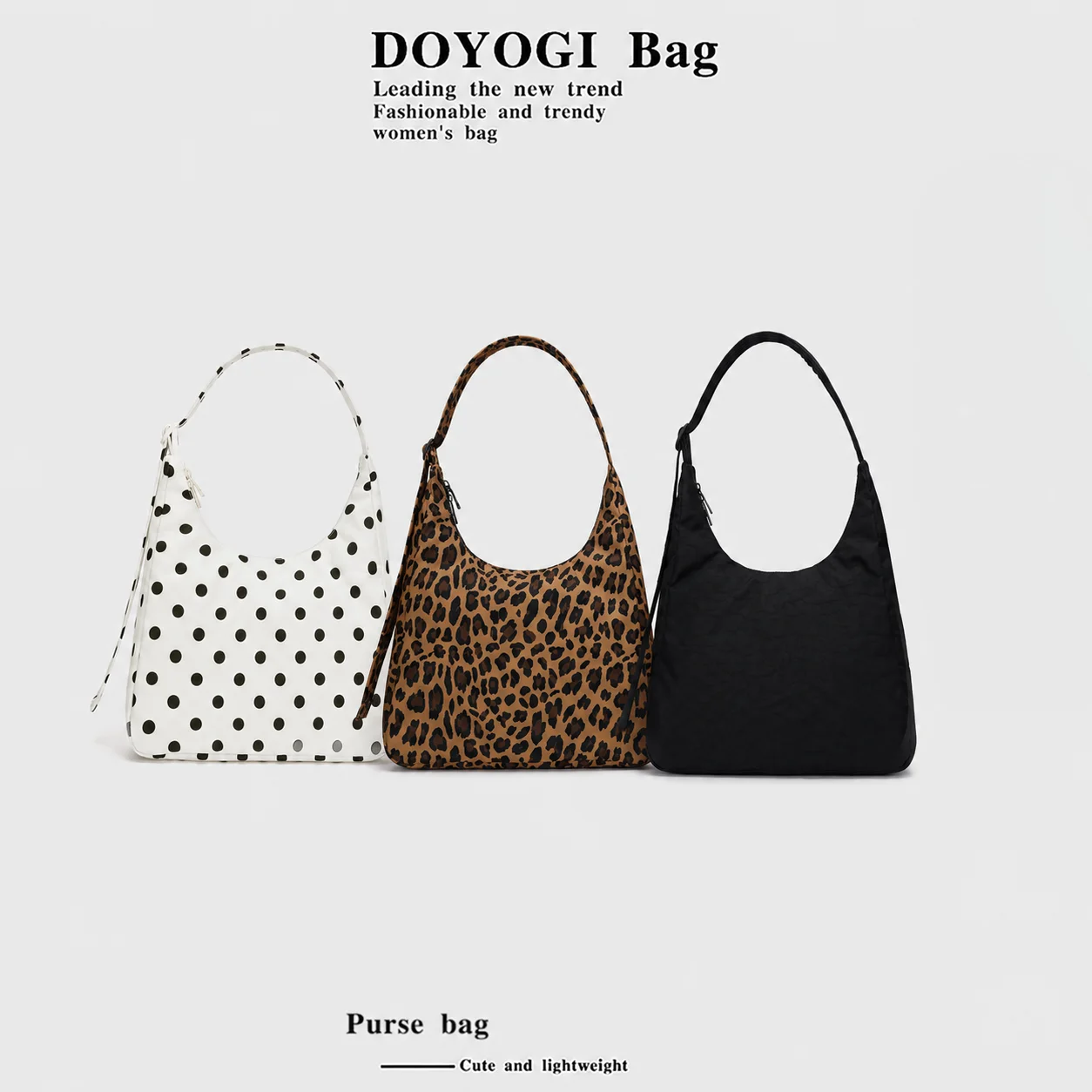 Stylish Nylon Shoulder Bag Casual Large Capacity Hobo Bag Multi-functional Commuter Work Handbag with Keychain for Daily Use