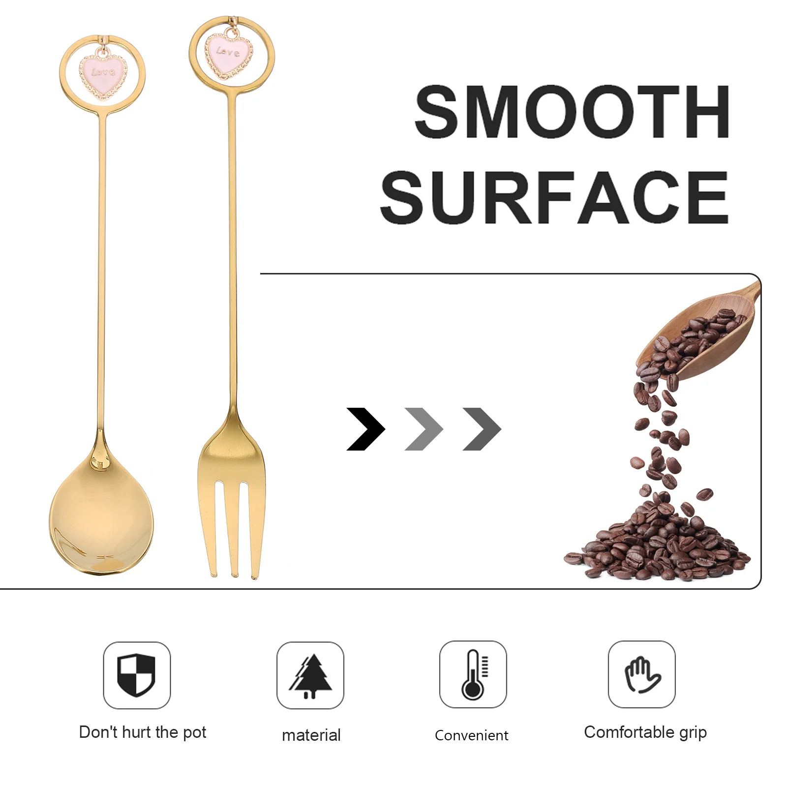 

6Pcs Stainless Steel Coffee Spoons Heart Pendant Design Mixing Stirring Spoons Xmas Gift Set Christmas Coffee Spoon