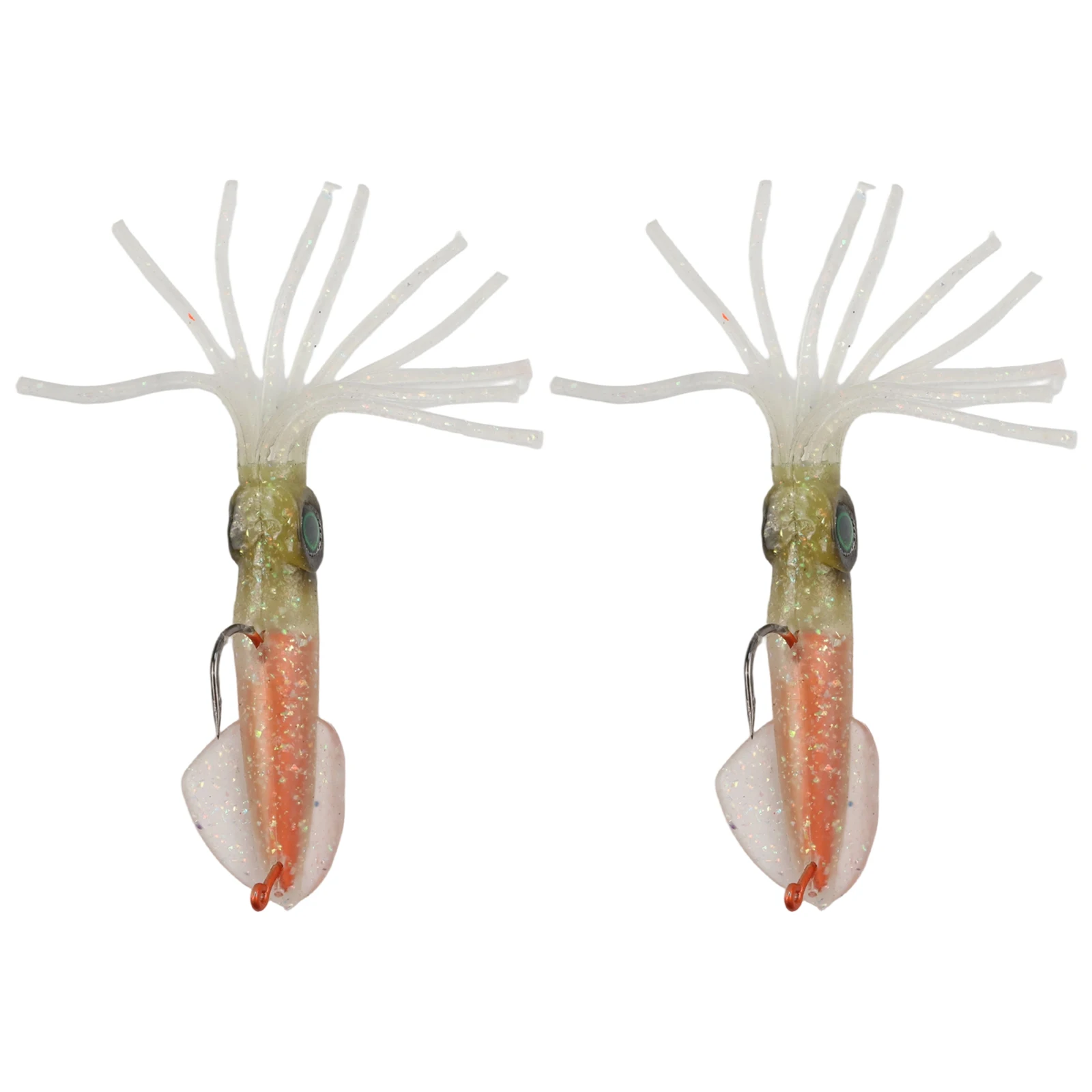 

Glow In The Dark Squid Jig Built-in Sinker High Casting Distance Lifelike Squid Design Multi-colored Body For Sea Bass