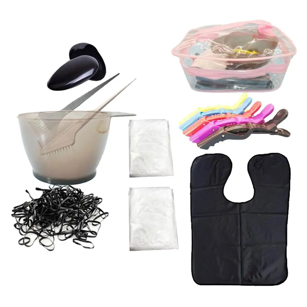 

15Pcs Hair Tinting Coloring DIY Tools Dye Comb Cape Hair Clips Set Supplies