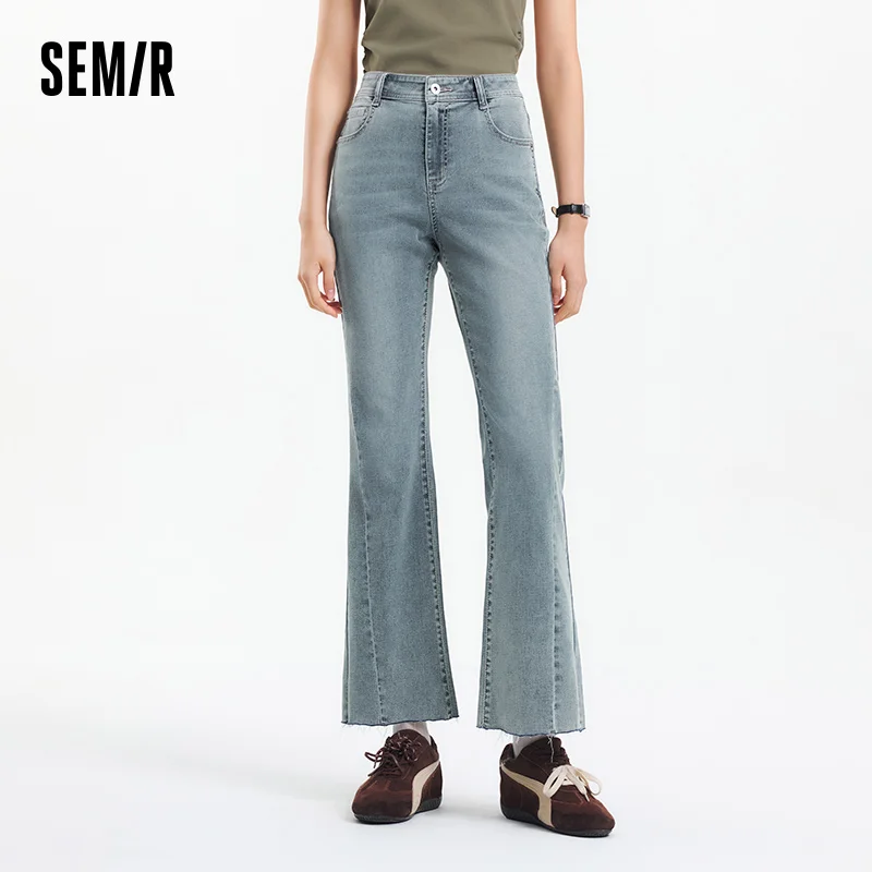 

Semir Jeans Women Petite-Friendly Cropped 2025 New Summer Frayed Hem Flared Pants Trendy for Casual and Chic Style