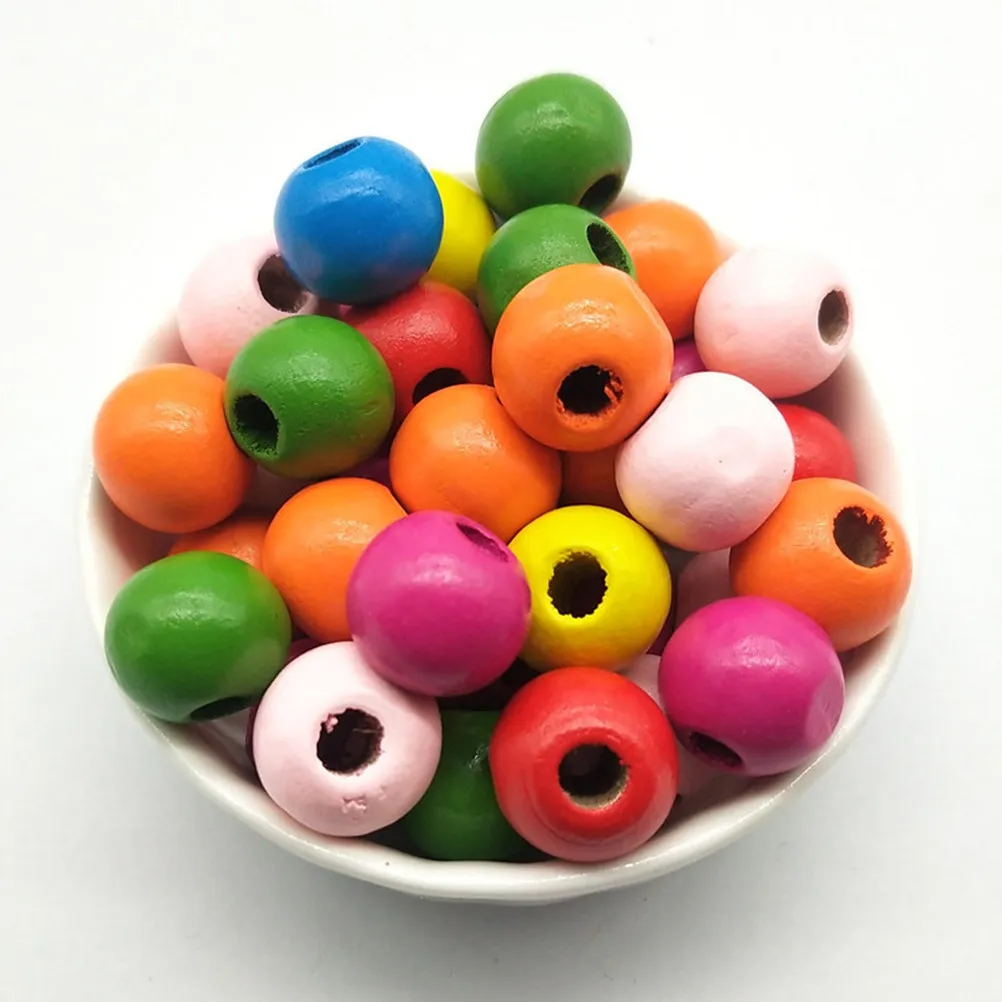 120Pcs 14Mm Stylish Round Wooden Beads DIY Craft Beads Jewelry Making Supplies Smooth Surface Mini Hole for Adult Creative