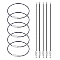 10pcs Black Keychain Stainless Steel Wire Large-capacity Screw Lock Ring Key Keyring Circle Accessories Cable Loop Portable TMZ