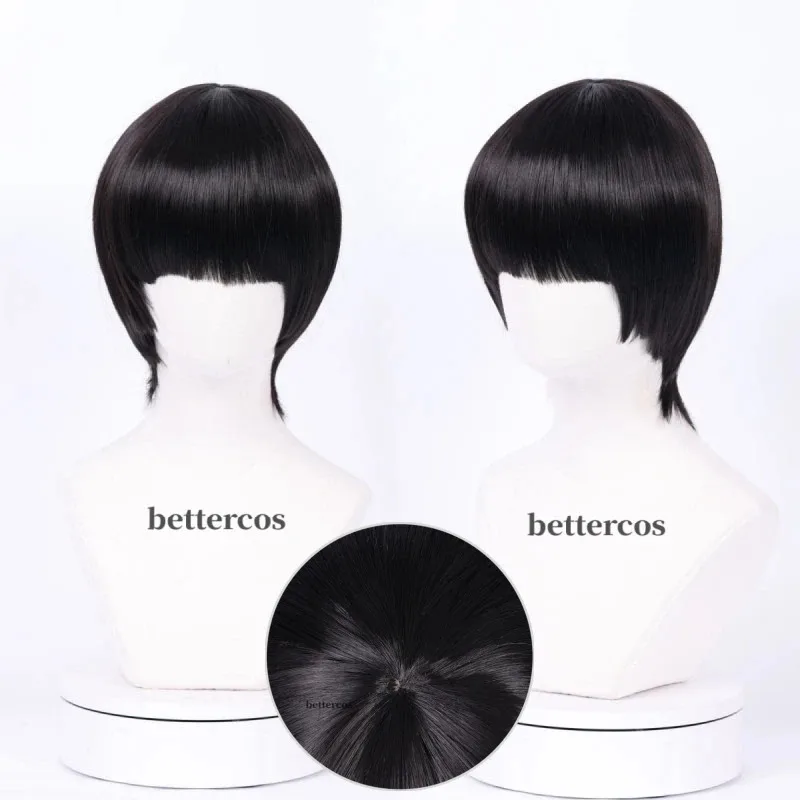 Парик для косплея аниме-рок Ли, короткие черные термостойкие парики из синтетических волос + шапочка для парика