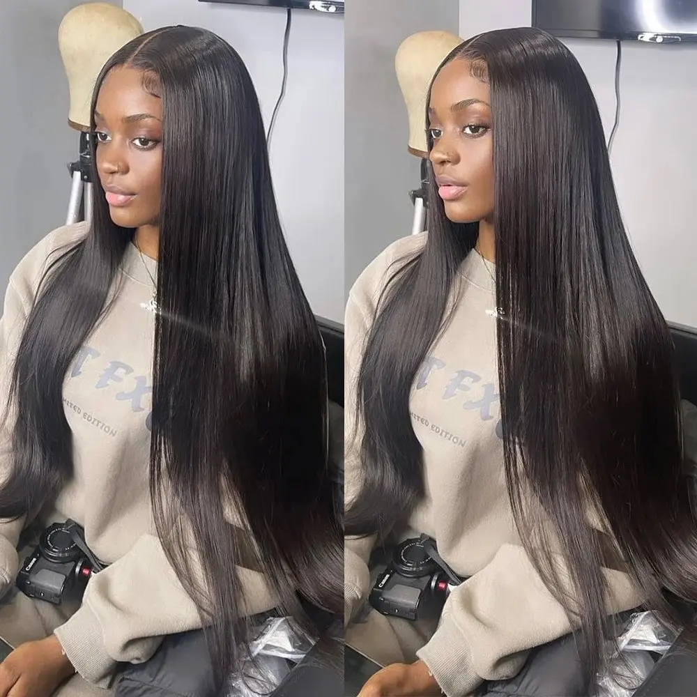 Rosabeauty 13x6 Straight Lace Front Wig Human Hair 40Inch Nature Color13X4 Frontal 5X5 Glueless Ready to Wear Wig 250% For Women