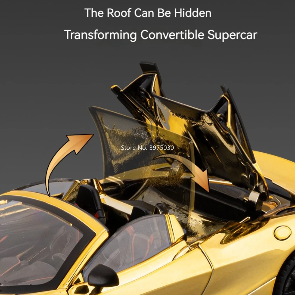 1:24 alliage moulé sous pression 720S voitures jouet modèle avec musique légère Miniature voiture de sport roue retirer véhicule pour enfants cadeaux de Festival