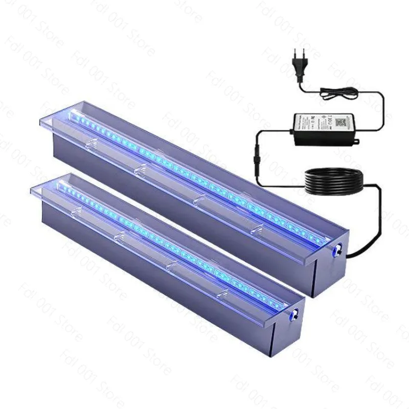 Acrylic Sheer Descent Waterfall Wall Fountain, LED Light Water Blade Cascade for Swimming Pool, Spa & Garden Landscape Design