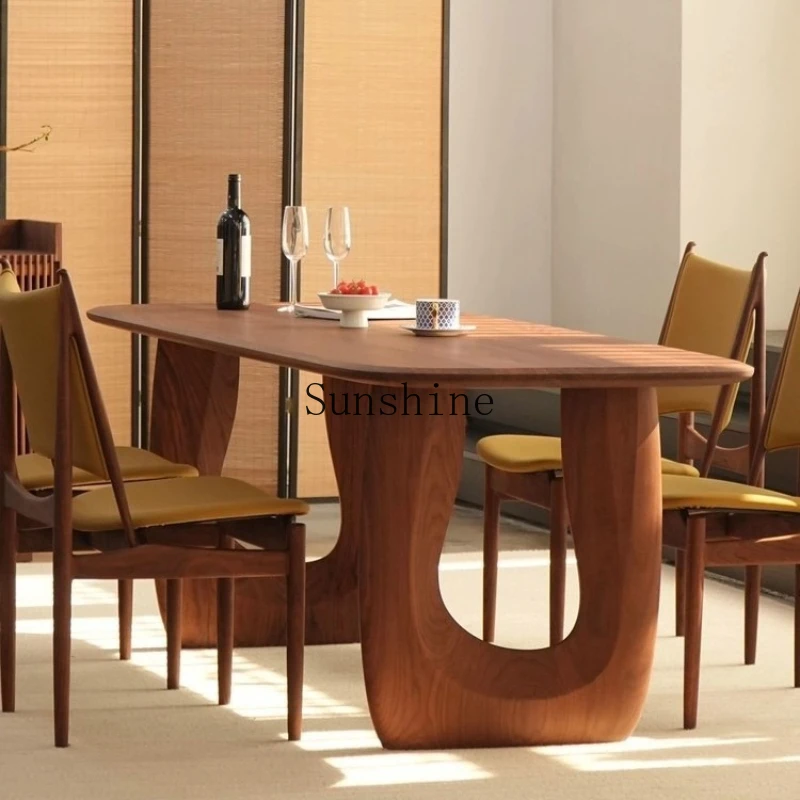 All solid wood home dining table simple ancient style wabi sandy style leisure