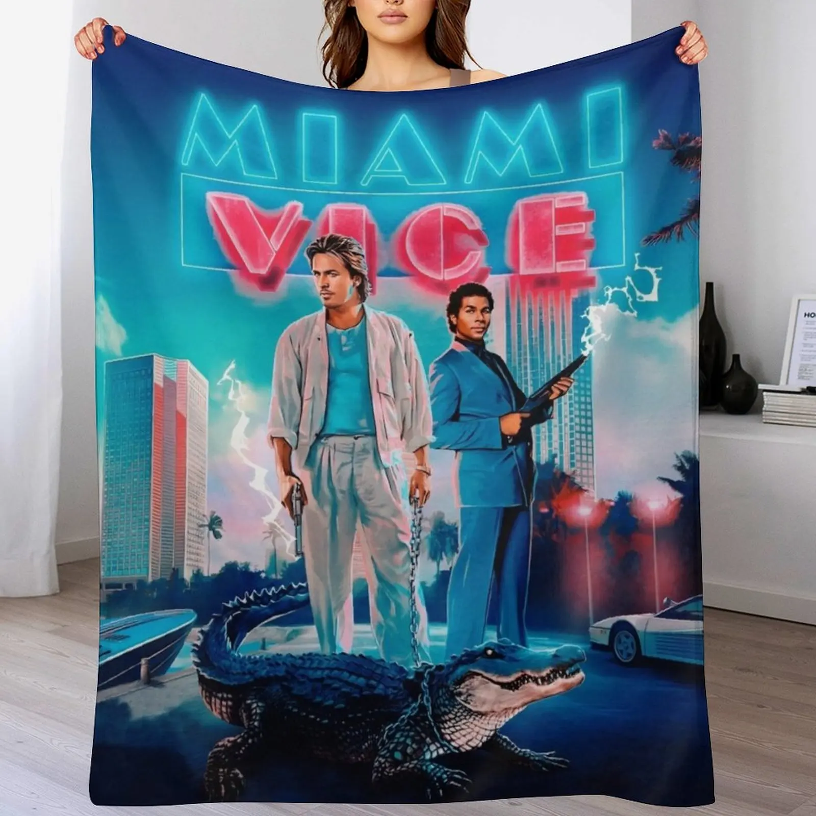 

Miami Vice Forever V1 Throw Blanket Camping Personalized Gift Heavy Luxury Blankets