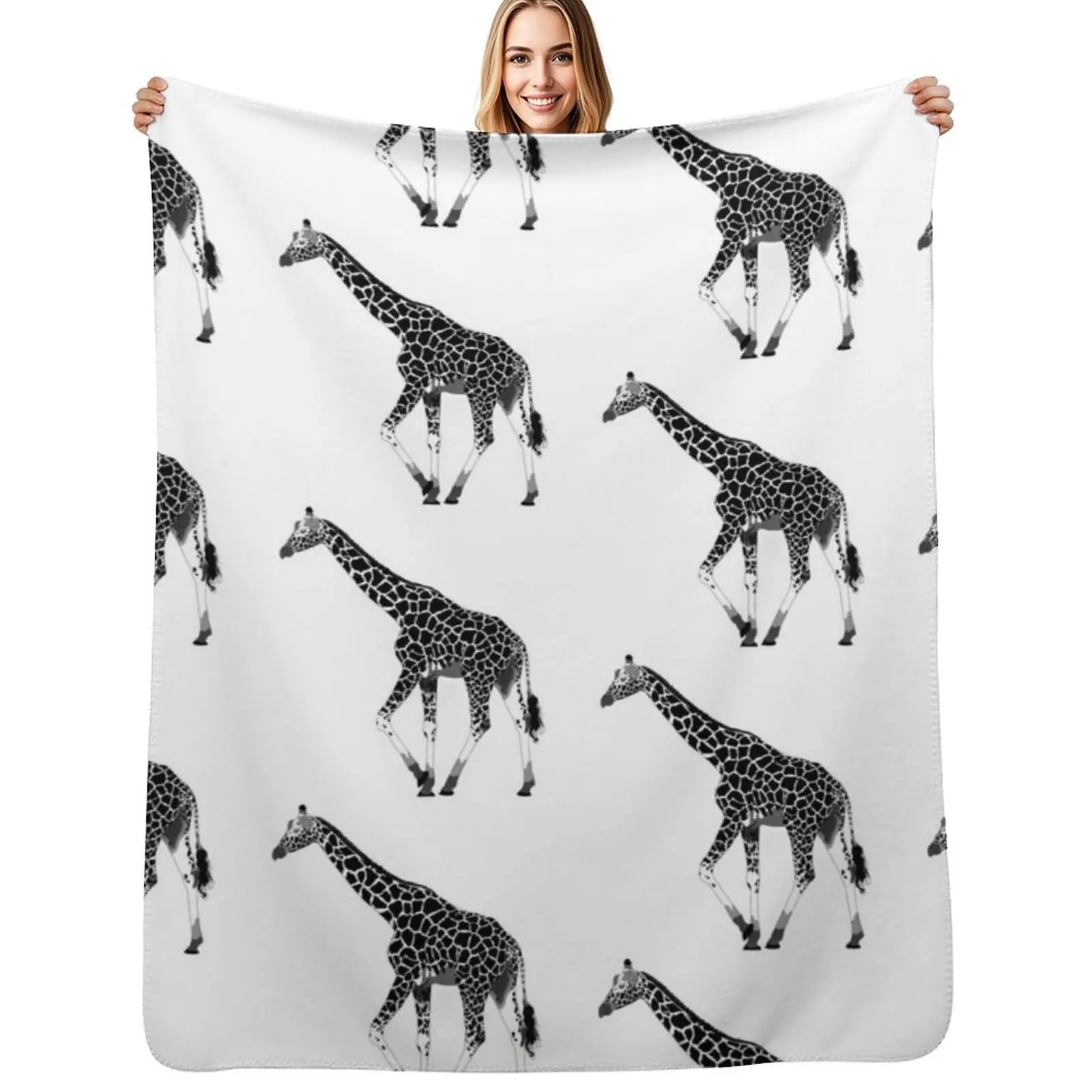 

Monochrome Giraffe Throw Blanket Soft Beds Giant Sofa Luxury Designer Comforter Blankets