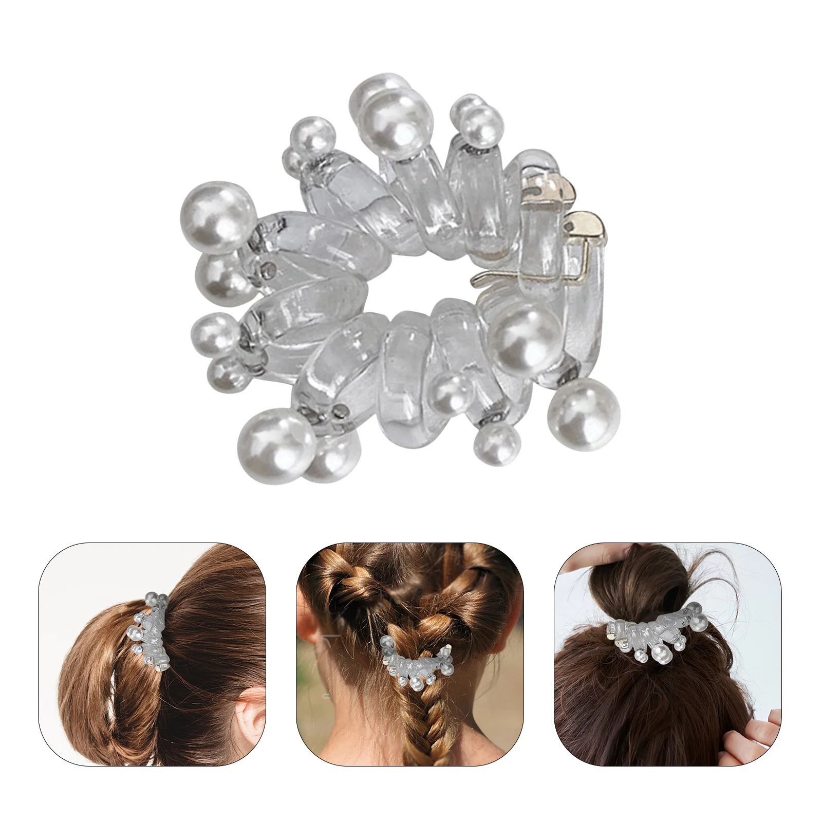 

Spiral Beaded Hair Tie Elastic Coil Band for Women Ponytail Holder Secure Grip for Thin Fine Hair Parties Sports Makeup