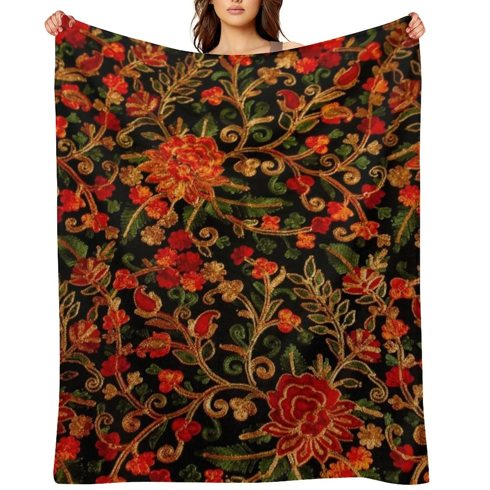 

Gypsy Rose Boho Kashmir embroidery Throw Blanket Camping warm winter Multi-Purpose For Decorative Sofa Blankets