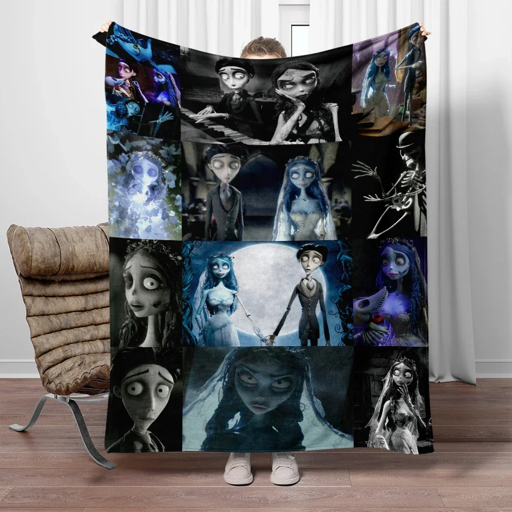 Film Tim Burton\'s Corpse Bride Printing Large Sofa Soft Warm Flannel Throw Blankets Creative Camping Outdoors,Bed sheep blanket