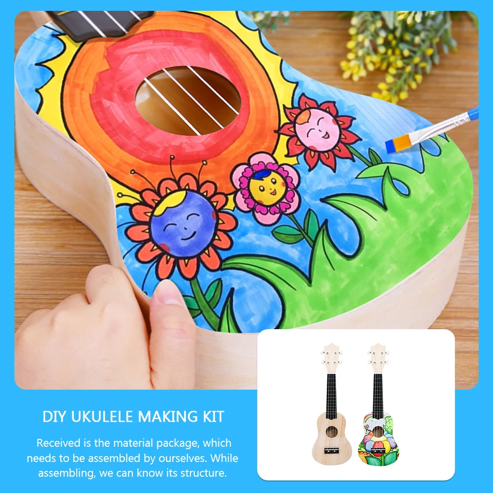 1 Set Diy Wooden Ukulele Kit For Premium Handmade Musical Instrument Building Craft Lightweight Portable Practical Diy