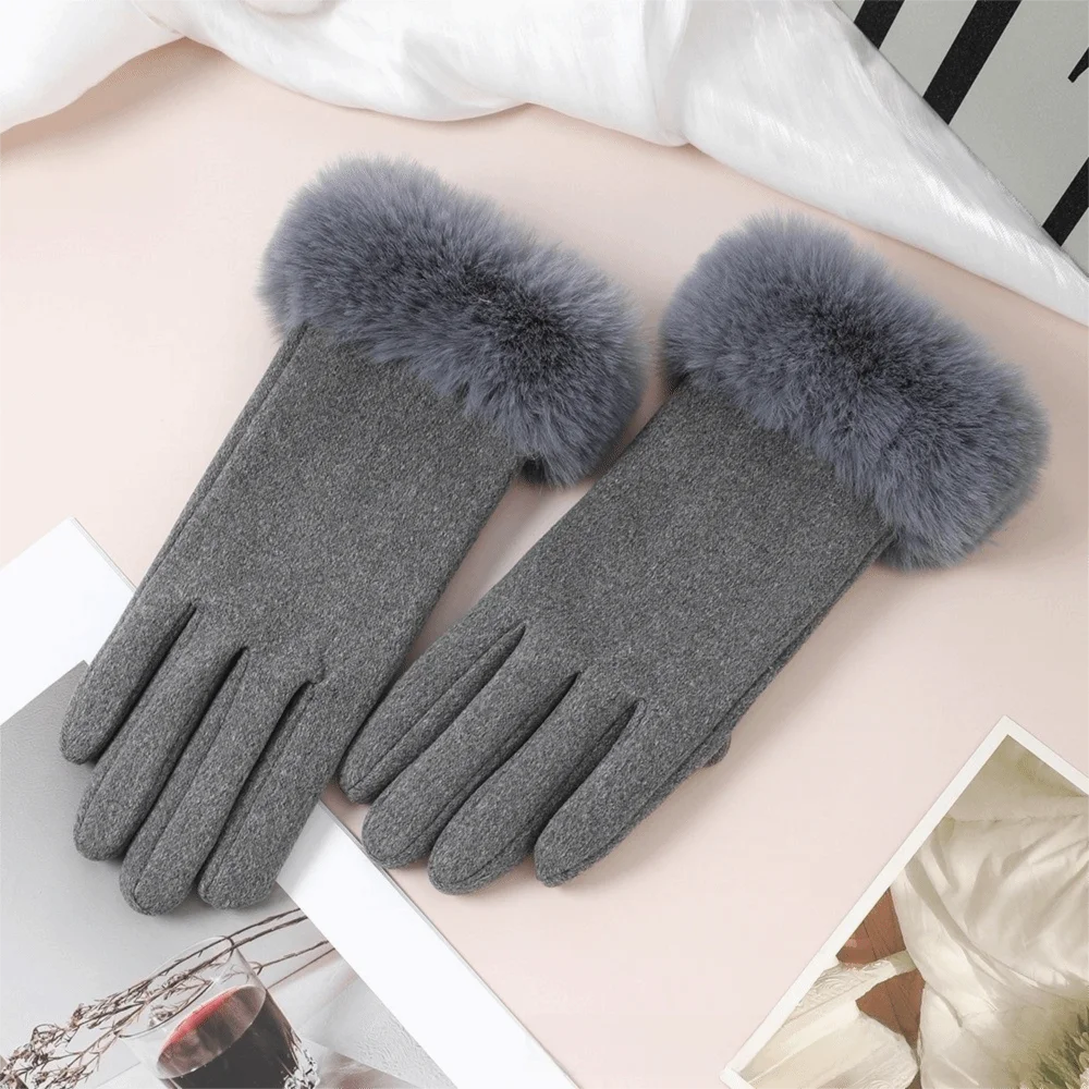 Solid Color Touch Screen Gloves Elastic Stretch Thick Plush Inner Full Finger Gloves Waterproof Insulated Warm Windproof Gloves
