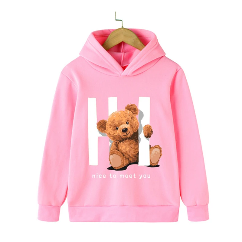 Cute Bear Children's leisure Clothing Boys' Girls' Hoodie Anime Print Coat Toddler Top Long Sleeve Spring Autumn Sweatshir