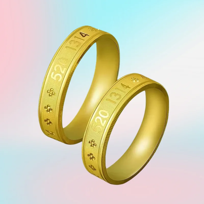 

НОВОЕ кольцо из настоящего золота 9999 24 карата для пар, обручальное кольцо, подарок на День святого Валентина