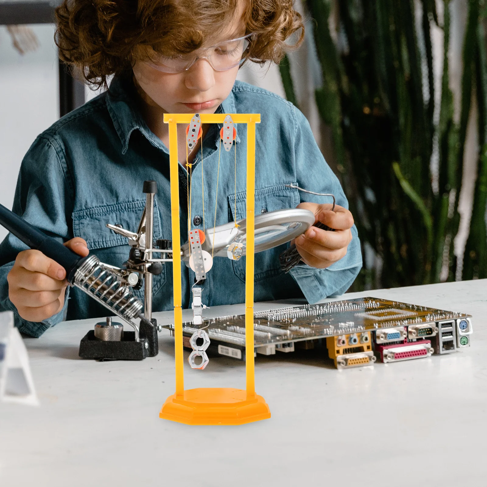 مجموعة تعلم ميكانيكا الأطفال مع مكونات نظام البكرة التجارب العلمية الجذعية لهندسة المدرسة الابتدائية المتوسطة