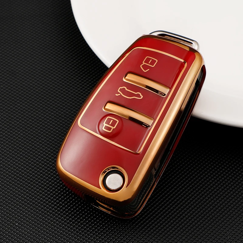 Car Flip Key Case for Audi A1 A3 8P 8L A4 A5 B6 B7 A6 A7 C5 C6 4F Q3 Q5 Q7 Q8 TT S3 S4 S6 RS Key Cover Holder Shell Accessories view 4