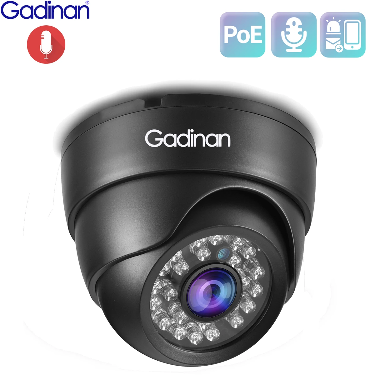 

Gadinan 8MP 2.8mm IP Security Monitoring Camera Indoor Dome Security 24pcs IR LED Night H.265 48V POE Full HD 5MP CCTV Monitor