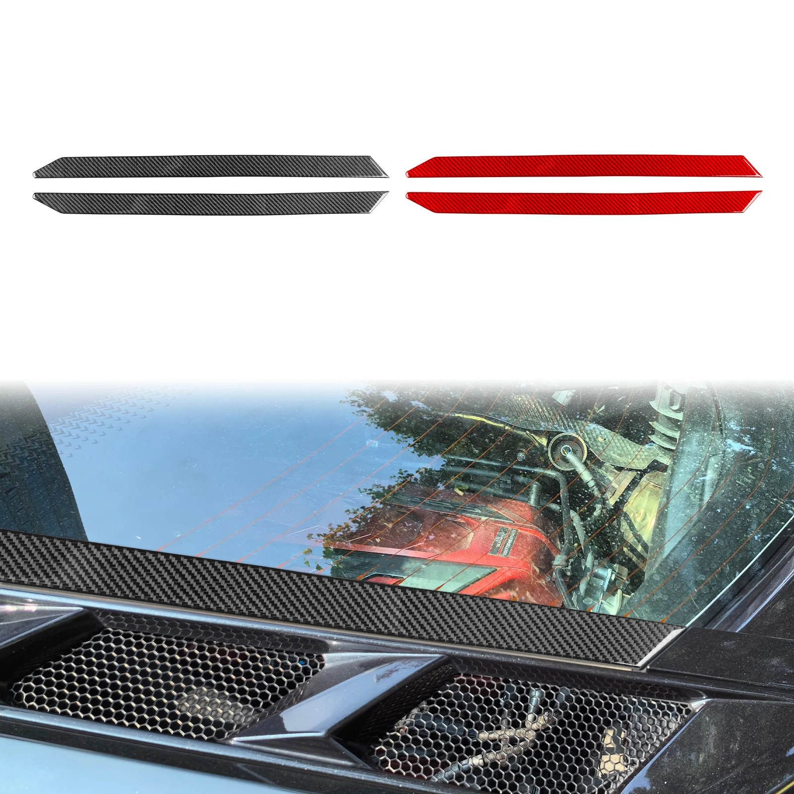 Car Accessories Carbon Fiber Interior Rear Windshield Decorative Strip Cover Trim Sticker For Chevrolet Corvette C8 2020—up