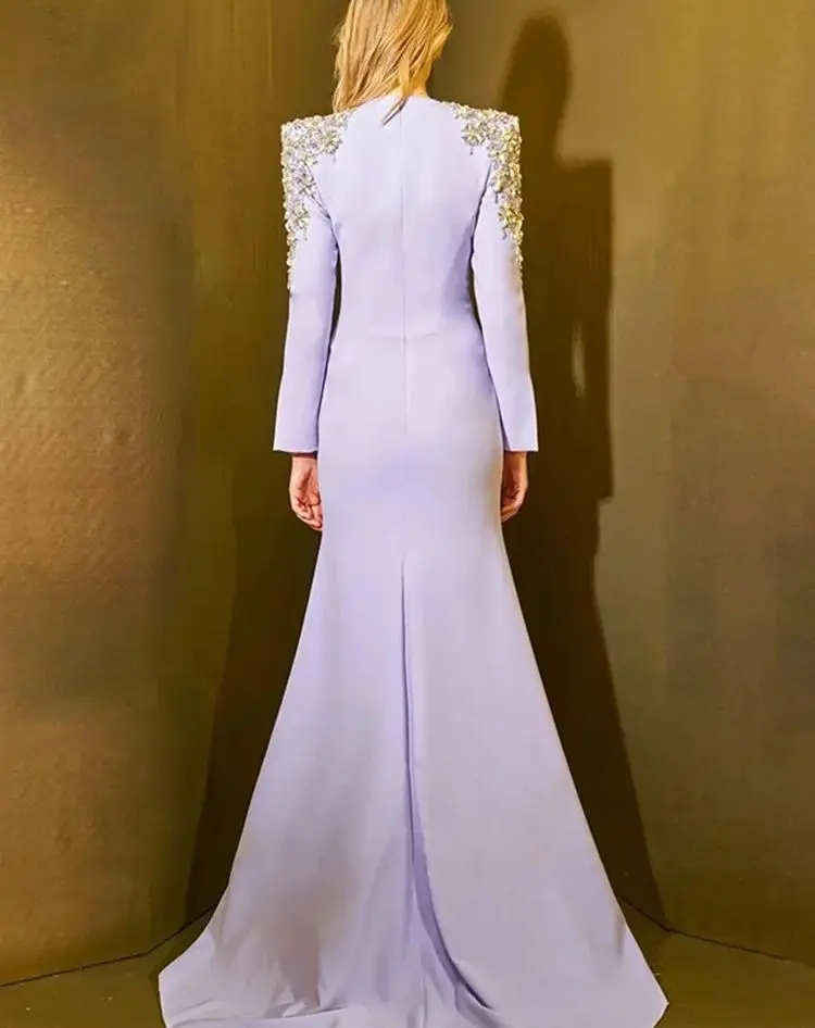 Customized bride wedding mother nail bead studded diamond studded front slit small trailing dress skirt